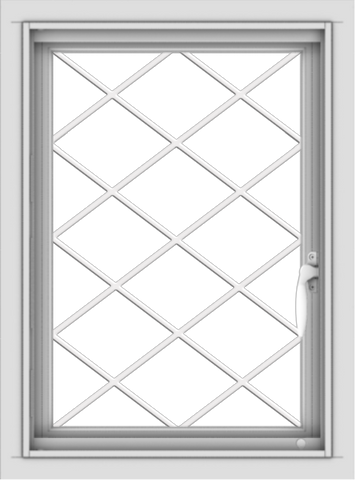 WDMA 18x24 (17.5 x 23.5 inch) Vinyl uPVC White Push out Casement Window without Grids with Diamond Grills