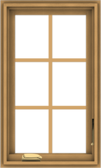 WDMA 18x30 (17.5 x 29.5 inch) Pine Wood Dark Grey Aluminum Crank out Casement Window with Colonial Grids