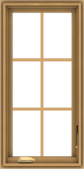 WDMA 18x36 (17.5 x 35.5 inch) Pine Wood Dark Grey Aluminum Crank out Casement Window with Colonial Grids