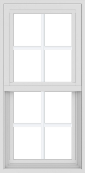 WDMA 18x36 (17.5 x 35.5 inch) Vinyl uPVC White Single Hung Double Hung Window with Colonial Grids Exterior