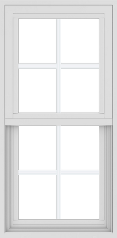 WDMA 18x36 (17.5 x 35.5 inch) Vinyl uPVC White Single Hung Double Hung Window with Colonial Grids Exterior