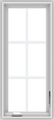 WDMA 18x40 (17.5 x 39.5 inch) White Vinyl uPVC Crank out Casement Window with Colonial Grids