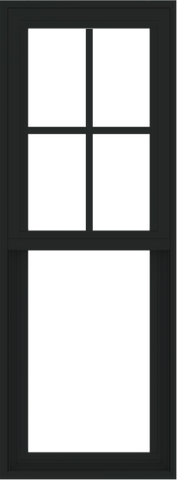 WDMA 18x48 (17.5 x 47.5 inch) Vinyl uPVC Black Single Hung Double Hung Window with Prairie Grids Interior