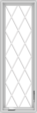 WDMA 18x54 (17.5 x 53.5 inch) White Vinyl uPVC Crank out Casement Window without Grids with Diamond Grills