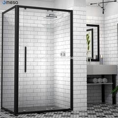 2019 new high quality black painted SUS304 frame sliding shower doors with wheels on China WDMA