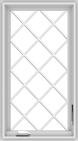 WDMA 20x36 (19.5 x 35.5 inch) White Vinyl uPVC Crank out Casement Window  with Diamond Grills