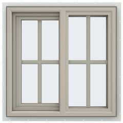 24x24 23.5x23.5 Vinyl Sliding Window With Colonial Grids Grilles