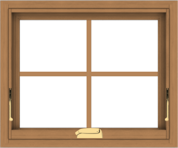 WDMA 24x20 (23.5 x 19.5 inch) Oak Wood Dark Brown Bronze Aluminum Crank out Awning Window with Colonial Grids Interior