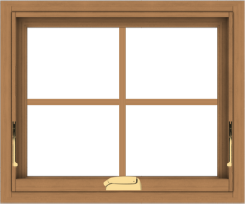 WDMA 24x20 (23.5 x 19.5 inch) Oak Wood Dark Brown Bronze Aluminum Crank out Awning Window with Colonial Grids Interior