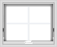 WDMA 24x20 (23.5 x 19.5 inch) White Vinyl uPVC Crank out Awning Window with Colonial Grids Interior