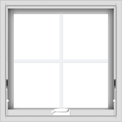 WDMA 24x24 (23.5 x 23.5 inch) White Vinyl uPVC Crank out Awning Window with Colonial Grids Interior