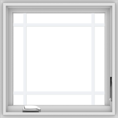 WDMA 24x24 (23.5 x 23.5 inch) White Vinyl uPVC Crank out Casement Window with Prairie Grilles