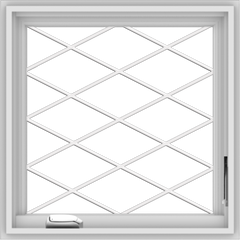 WDMA 24x24 (23.5 x 23.5 inch) White Vinyl uPVC Crank out Casement Window without Grids with Diamond Grills