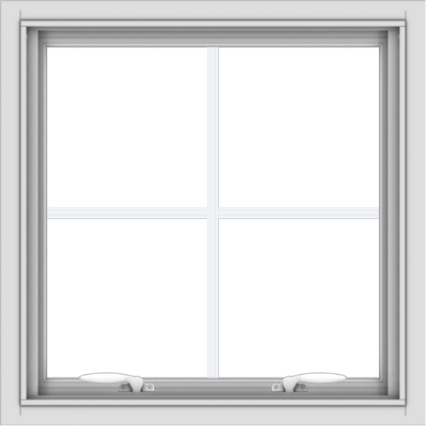 WDMA 24x24 (23.5 x 23.5 inch) White uPVC Vinyl Push out Awning Window with Colonial Grids Interior