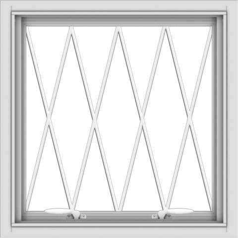 WDMA 24x24 (23.5 x 23.5 inch) White uPVC Vinyl Push out Awning Window without Grids with Diamond Grills