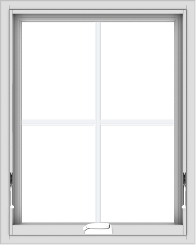 WDMA 24x30 (23.5 x 29.5 inch) White Vinyl uPVC Crank out Awning Window with Colonial Grids Interior