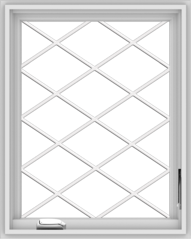 WDMA 24x30 (23.5 x 29.5 inch) White Vinyl uPVC Crank out Casement Window  with Diamond Grills