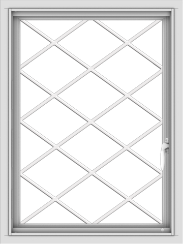 WDMA 24x32 (23.5 x 31.5 inch) Vinyl uPVC White Push out Casement Window  with Diamond Grills