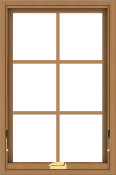 WDMA 24x36 (23.5 x 35.5 inch) Oak Wood Dark Brown Bronze Aluminum Crank out Awning Window with Colonial Grids Interior