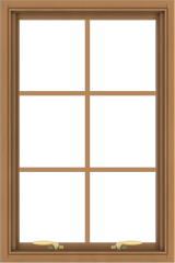 WDMA 24x36 (23.5 x 35.5 inch) Oak Wood Green Aluminum Push out Awning Window with Colonial Grids Interior