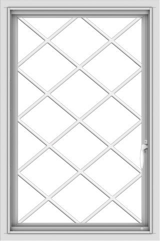 WDMA 24x36 (23.5 x 35.5 inch) Vinyl uPVC White Push out Casement Window  with Diamond Grills