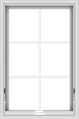 WDMA 24x36 (23.5 x 35.5 inch) White Vinyl uPVC Crank out Awning Window with Colonial Grids Interior