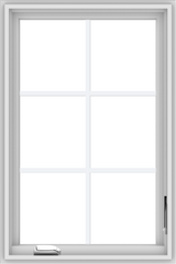 WDMA 24x36 (23.5 x 35.5 inch) White Vinyl uPVC Crank out Casement Window with Colonial Grids