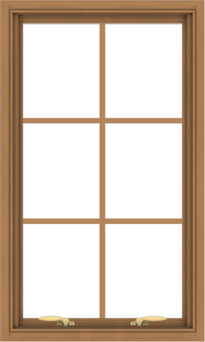 WDMA 24x40 (23.5 x 39.5 inch) Oak Wood Green Aluminum Push out Awning Window with Colonial Grids Interior