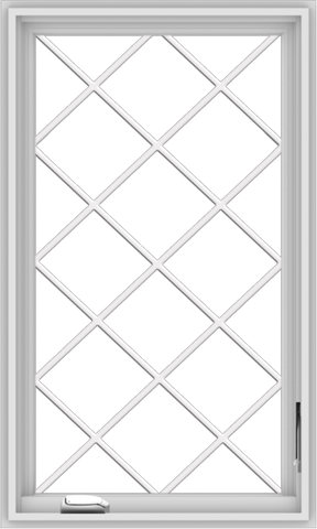 WDMA 24x40 (23.5 x 39.5 inch) White Vinyl uPVC Crank out Casement Window  with Diamond Grills