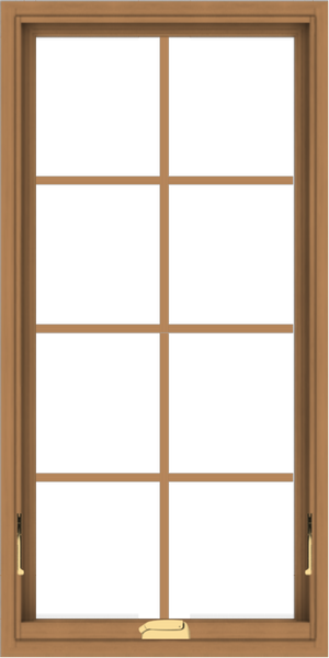 WDMA 24x48 (23.5 x 47.5 inch) Oak Wood Dark Brown Bronze Aluminum Crank out Awning Window with Colonial Grids Interior