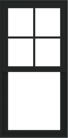 WDMA 24x48 (23.5 x 47.5 inch) Vinyl uPVC Black Single Hung Double Hung Window with Prairie Grids Interior