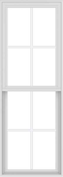 WDMA 24x66 (17.5 x 65.5 inch) Vinyl uPVC White Single Hung Double Hung Window with Colonial Grids Exterior