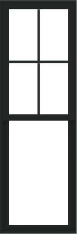 WDMA 24x72 (23.5 x 71.5 inch) Vinyl uPVC Black Single Hung Double Hung Window with Prairie Grids Interior