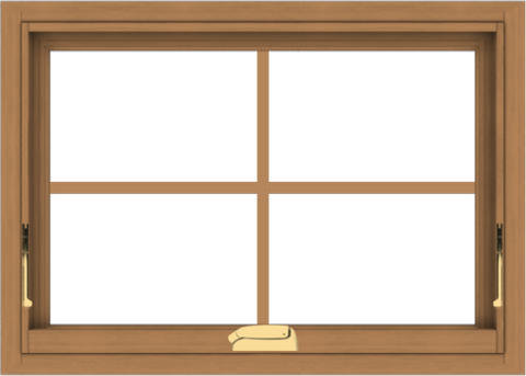 WDMA 28x20 (27.5 x 19.5 inch) Oak Wood Dark Brown Bronze Aluminum Crank out Awning Window with Colonial Grids Interior