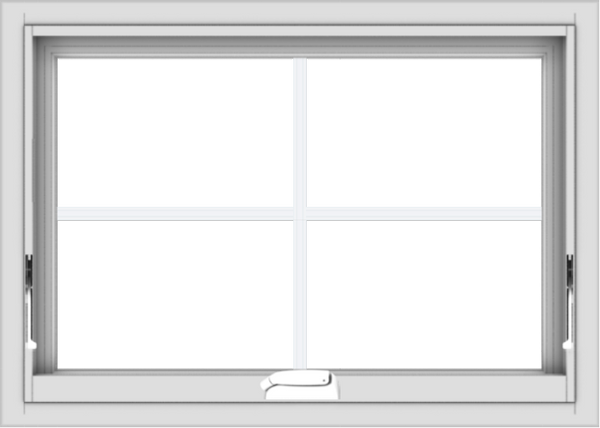 WDMA 28x20 (27.5 x 19.5 inch) White Vinyl uPVC Crank out Awning Window with Colonial Grids Interior