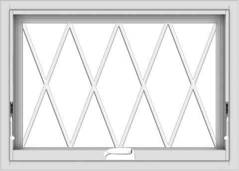 WDMA 28x20 (27.5 x 19.5 inch) White Vinyl uPVC Crank out Awning Window without Grids with Diamond Grills