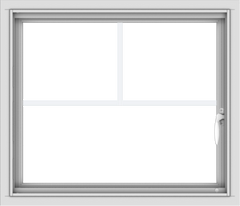 WDMA 28x24 (27.5 x 23.5 inch) Vinyl uPVC White Push out Casement Window with Fractional Grilles