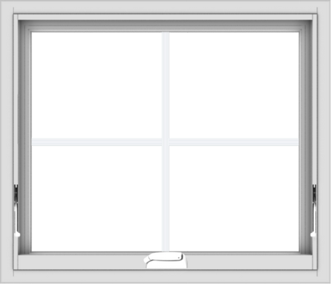 WDMA 28x24 (27.5 x 23.5 inch) White Vinyl uPVC Crank out Awning Window with Colonial Grids Interior