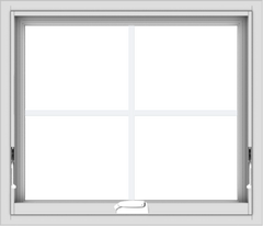 WDMA 28x24 (27.5 x 23.5 inch) White Vinyl uPVC Crank out Awning Window with Colonial Grids Interior