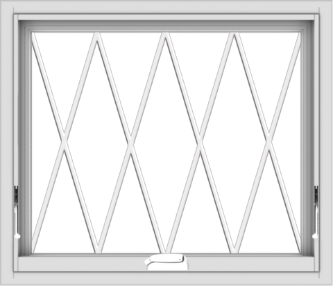 WDMA 28x24 (27.5 x 23.5 inch) White Vinyl uPVC Crank out Awning Window without Grids with Diamond Grills