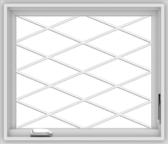 WDMA 28x24 (27.5 x 23.5 inch) White Vinyl uPVC Crank out Casement Window without Grids with Diamond Grills