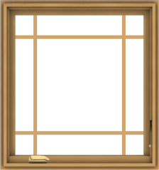 WDMA 28x30 (27.5 x 29.5 inch) Pine Wood Dark Grey Aluminum Crank out Casement Window with Prairie Grilles