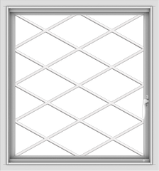 WDMA 28x30 (27.5 x 29.5 inch) Vinyl uPVC White Push out Casement Window  with Diamond Grills