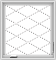 WDMA 28x30 (27.5 x 29.5 inch) White Vinyl uPVC Crank out Casement Window  with Diamond Grills