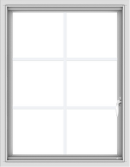 WDMA 28x36 (27.5 x 35.5 inch) Vinyl uPVC White Push out Casement Window with Colonial Grids