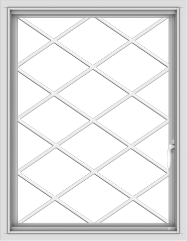 WDMA 28x36 (27.5 x 35.5 inch) Vinyl uPVC White Push out Casement Window  with Diamond Grills