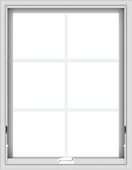 WDMA 28x36 (27.5 x 35.5 inch) White Vinyl uPVC Crank out Awning Window with Colonial Grids Interior