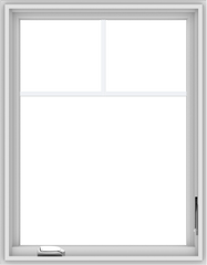 WDMA 28x36 (27.5 x 35.5 inch) White Vinyl uPVC Crank out Casement Window with Fractional Grilles