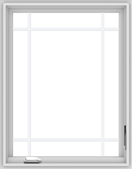 WDMA 28x36 (27.5 x 35.5 inch) White Vinyl uPVC Crank out Casement Window with Prairie Grilles