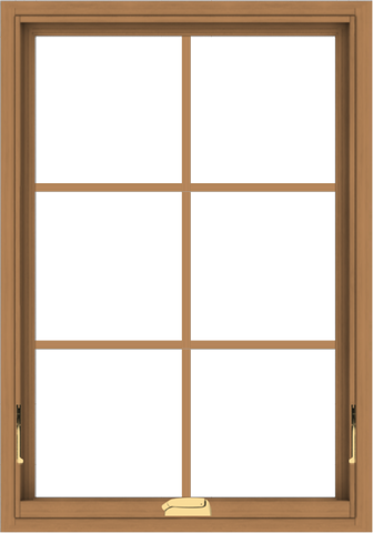 WDMA 28x40 (27.5 x 39.5 inch) Oak Wood Dark Brown Bronze Aluminum Crank out Awning Window with Colonial Grids Interior